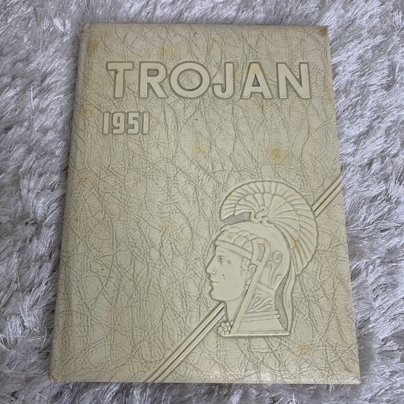 Worthington Minnesota Trojans 1951 Year Book Cream Leather - Picture 1 of 6